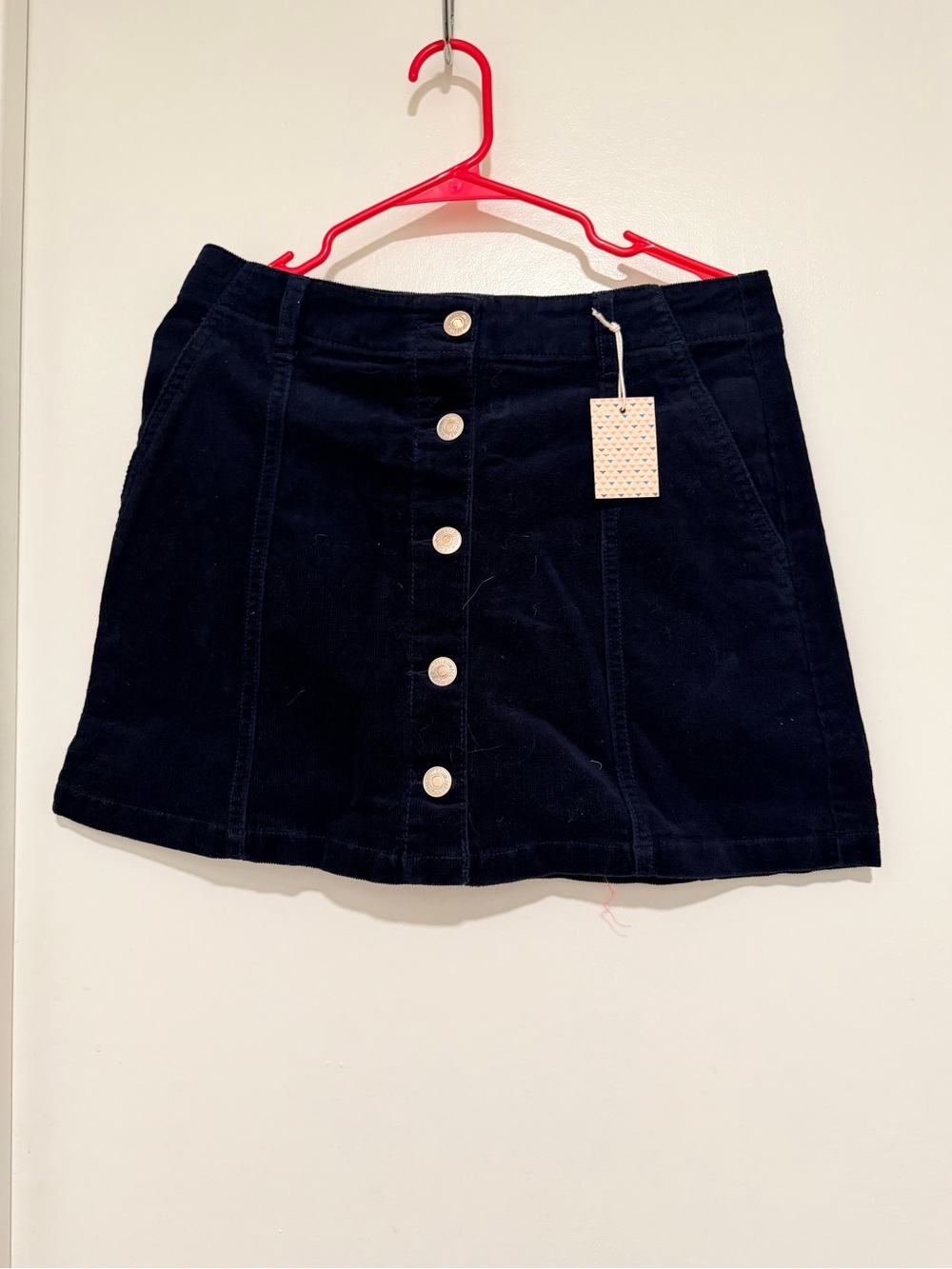 Forever 21 Navy Button-Front Corduroy Mini Skirt